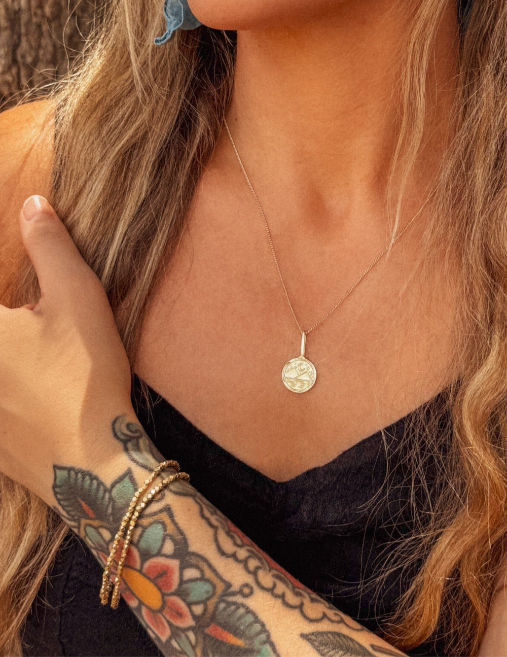 Mountain and Stars Coin Necklace