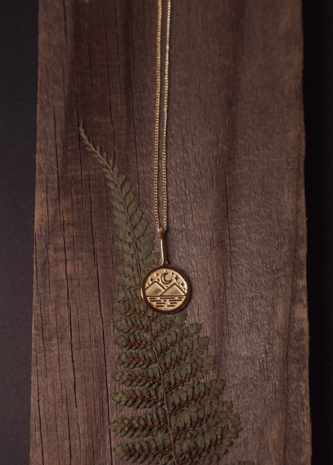 Mountain and Stars Necklace in Gold