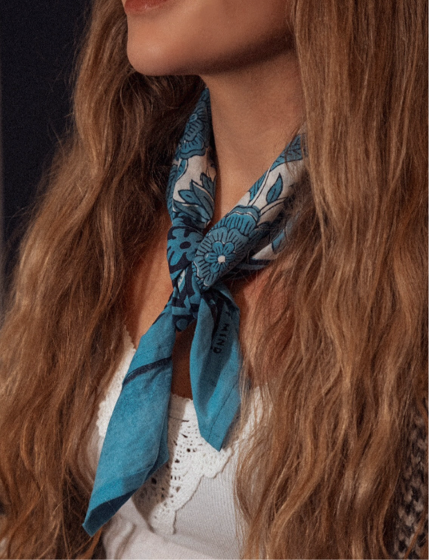 Light Blue Flower Bandana