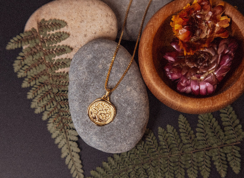 boho layered gold necklaces with tree of life pendant layering formula visual guide